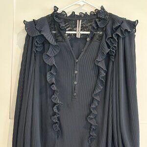 Black ruffle and lace Blouse from Anthropologie